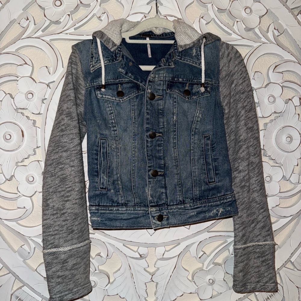 Free people xsmall hooded jean jacket